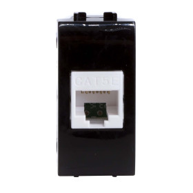 DKC Brava Компьютерная розетка RJ45 кат.5e, Brava, черная, 1мод