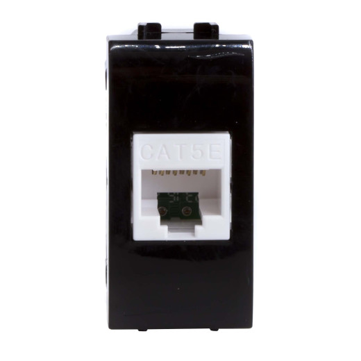 Компьютерная розетка RJ45 кат.5e, Brava, черная, 1мод