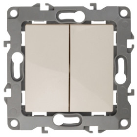 ЭРА 12-1004-02 Выключатель двойной, 10АХ-250В, IP20, без м.лапок, Эра12, слоновая кость (10/100/3000