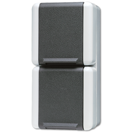 Двойная вертикальная SCHUKO-розетка 16A 250V~ для накладного монтажа IP44