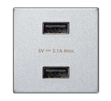 Simon Алюминий Зарядное устройство 2хUSB, К45, 5 В, 2,1 А