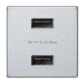 Simon Алюминий Зарядное устройство 2хUSB, К45, 5 В, 2,1 А