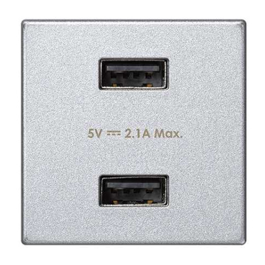 Зарядное устройство 2хUSB, К45, 5 В, 2,1 А, алюминий