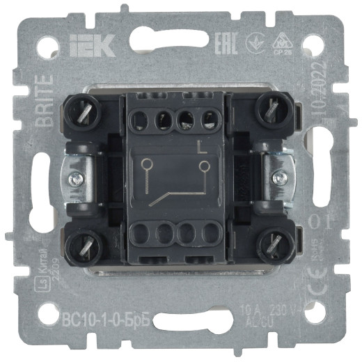 BRITE Выключ. 1-кл. 10А ВС10-1-0-БрБ бел. IEK