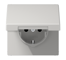 JUNG LS990 Светло-серая Розетка штепсельная 16A, 250V с откидной крышкой, защитой от детей