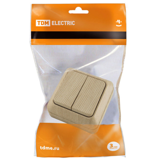 Выключатель 2-кл. открытой установки IP20 10А, сосна 