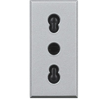 BT Axolute Алюминий Розетка с/з Euro-Italian 10А/16А, 1 мод.