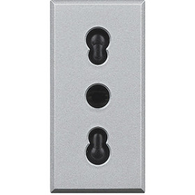 BT Axolute Алюминий Розетка с/з Euro-Italian 10А/16А, 1 мод.