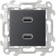 Коннектор 2хUSB 2.0 тип A, графит