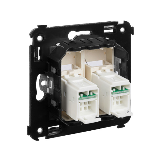 Компьютерная розетка RJ-45 в стену, кат.6 двойная, Avanti, ванильная дымка