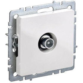 IEK BRITE BASE Белый Розетка TV проходная РТВ10-0-БрБ