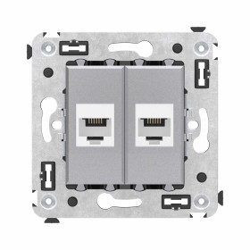 DKC Avanti Телефонная розетка RJ-12 без шторки в стену двойная, 