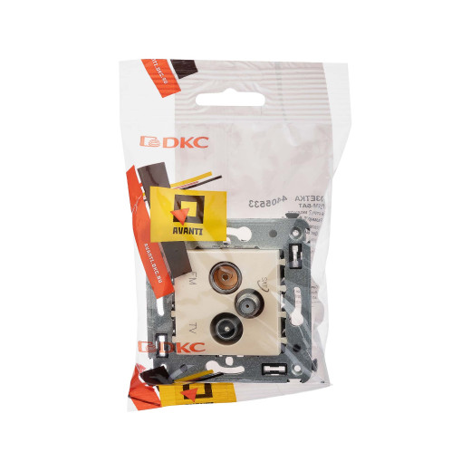 Розетка TV-FM-SAT в стену, Avanti, ванильная дымка