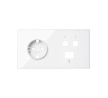 Simon 100 Белый глянец Кит 2 поста, фронт. Накладка на 1 розетку Schuko + 1 розетку TV + 1 розетку RJ45