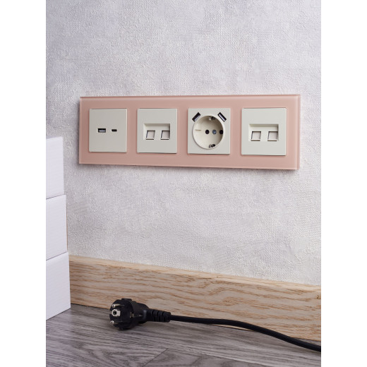 BRITE Рамка 4-мест. РУ-4-2-БрП стекло персиковый матовый IEK