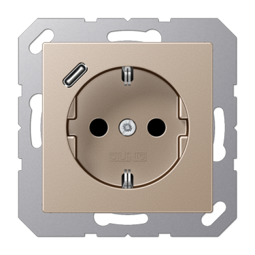 Розетка SCHUKO® с USB-зарядным устройством, тип С, термопласт, шампань