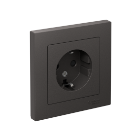 Systeme Electric AtlasDesign Базальт Розетка с/з со шторками, 16А, в сборе