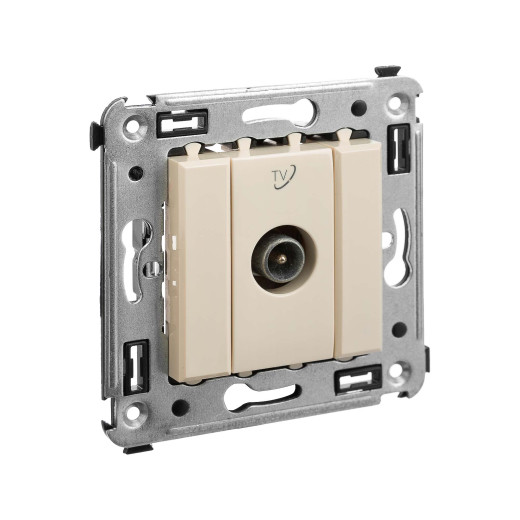Розетка TV проходная в стену, Avanti, ванильная дымка