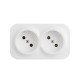 Розеточный блок двойной без заземления - Legrand Quteo - с предварительным подключением без шторок IP20 16А 250В винтовые зажимы накладной монтаж - белый