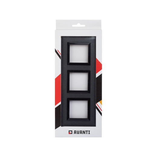 Рамка из металла 3 поста (6 мод.), Avanti, графитовая