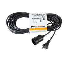 PROconnect Удлинитель-шнур ПВС 2х0.75, 10 м, б/з, 6 А, 1300 Вт, IP20, черный (Сделано в России)