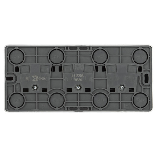 Розетка ЭРА Эксперт 11-2208-03 тройная с заземлением 3х2P+E Schuko IP20 16A-250В ОУ алюминий