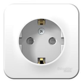 Systeme Electric Blanca наруж Бел Розетка с/з со шторками 16А, 250В, монтажная пластина