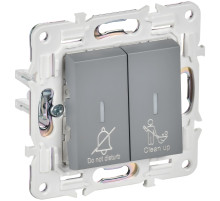 IEK SKANDY Серый Выключатель 2-клавишный с индикацией для отелей 10А SK-V16Gr