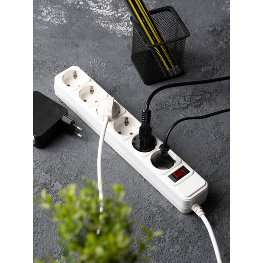 Сетевой фильтр 6*5м 10А/2,2кВт с выкл. c/з ПВС 3x0,75 Блокбастер EKF PROxima