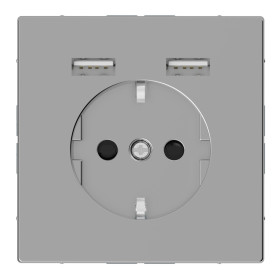 Schneider Electric Merten D-Life Нержавеющая Сталь Розетка Schuko с 2 USB c зарядным устройством 2,4 A
