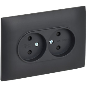 IEK SKANDY Титан Розетка 2-ая б/з с защитными шторками 10А в сборе SK-R09T