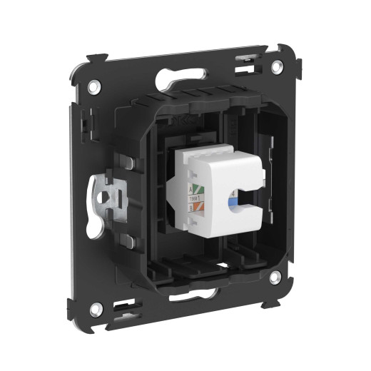 Компьютерная розетка RJ-45 без шторки в стену, кат.5е одинарная, Avanti, черный матовый