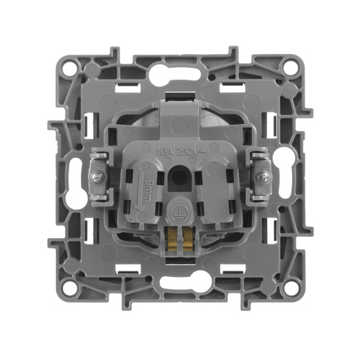 Розетка с заземлением - Legrand Etika - со шторками 16А 250В винтовые зажимы - антрацит