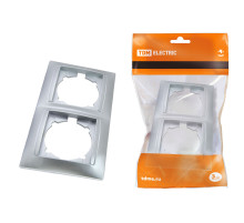 TDM Рамка 2-х постовая вертикальная серебр. металлик 