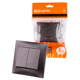 TDM Выключатель 2 кл. с подсветкой 10А шоколад 