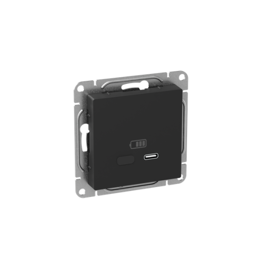 Механизм розетки USB-С, быстрая, чёрная Эпика EKF