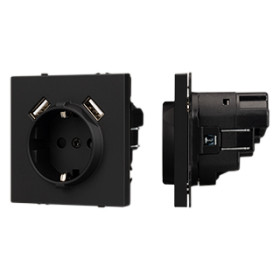 Arlight Механизм розетки с USB зарядкой SCT-NOBE-MUAA-SFPL-BK (230V, 16A) (-)