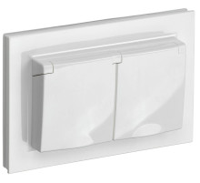 IEK BRITE Белый Розетка 2-м с/з с защ штор и крыш 16А в сборе IP44 РСбш12-3-44-БрБ