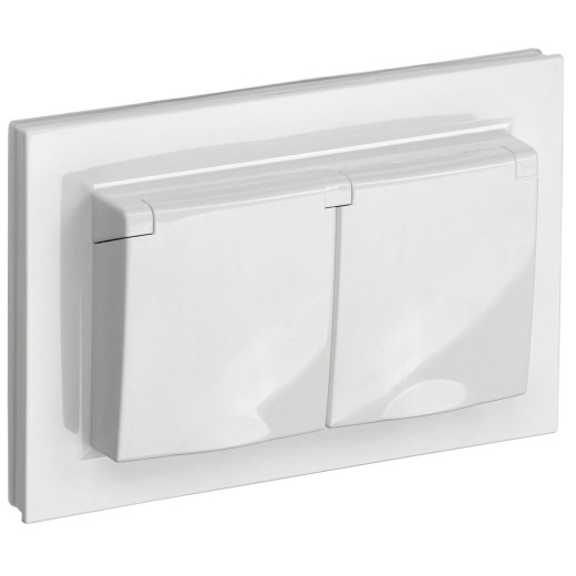 BRITE Роз. 2-я с кр. 16А в сб IP44 РСбш12-3-44-БрБ бел. IEK