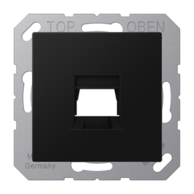 JUNG A Flow/A 550 Черный матовый Kрышка для 1-го разъема для UMA разъемов, без видимого винта, подпружиненная шторка