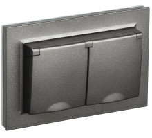 IEK BRITE Темн.бронза Розетка 2-я с кр. 16А в сборе IP44 РСбш12-3-44-БрТБ