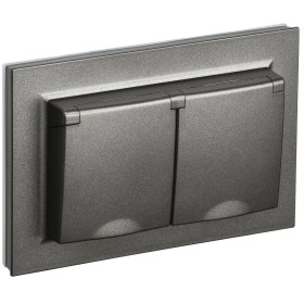 IEK BRITE Темн.бронза Розетка 2-я с кр. 16А в сборе IP44 РСбш12-3-44-БрТБ