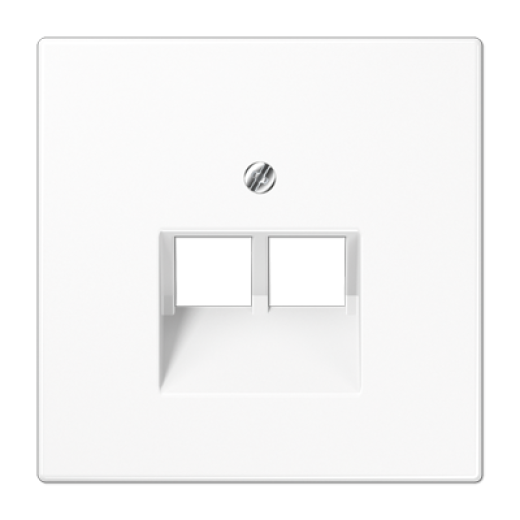 Крышка для двойных телефонных и компьютерных розеток (UAE), фиксация винтом, термопласт, белый, LS990