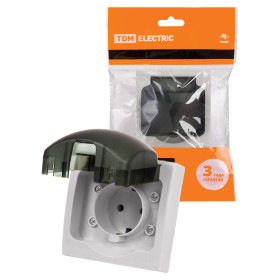 TDM Розетка 2П+З скрытой установки IP54 16А серая 