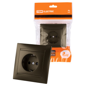 TDM Розетка 2П+З 16А 250В с защ. шт. бронза 
