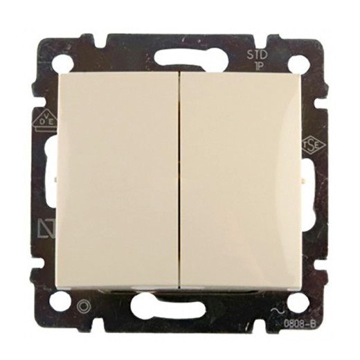 Переключатель двухклавишный - Legrand Valena - 10А 250В схема 6/2 безвинтовые зажимы - слоновая кость