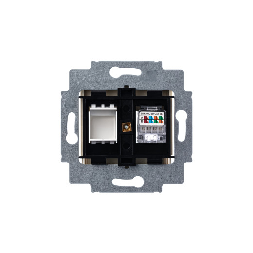 Розетка информационная ABB Levit RJ45 категория 5e и заглушка слоновая кость