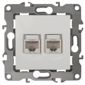 ЭРА Розетка Серия 12 12-3108-02 информационная двойная 2XRJ45 IP20 слоновая кость