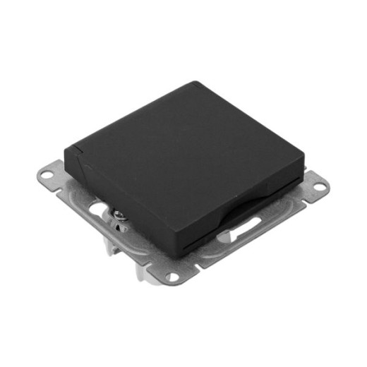 Механизм розетки, 16А, IP44, с заземлением, со шторками, c крышкой, чёрный Эпика EKF