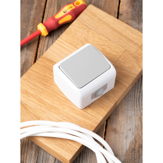 Мурманск Выключатель 1-клавишный 10А IP54 серый EKF